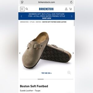 Birkenstock Taupe Suede Boston Clogs with Buckle